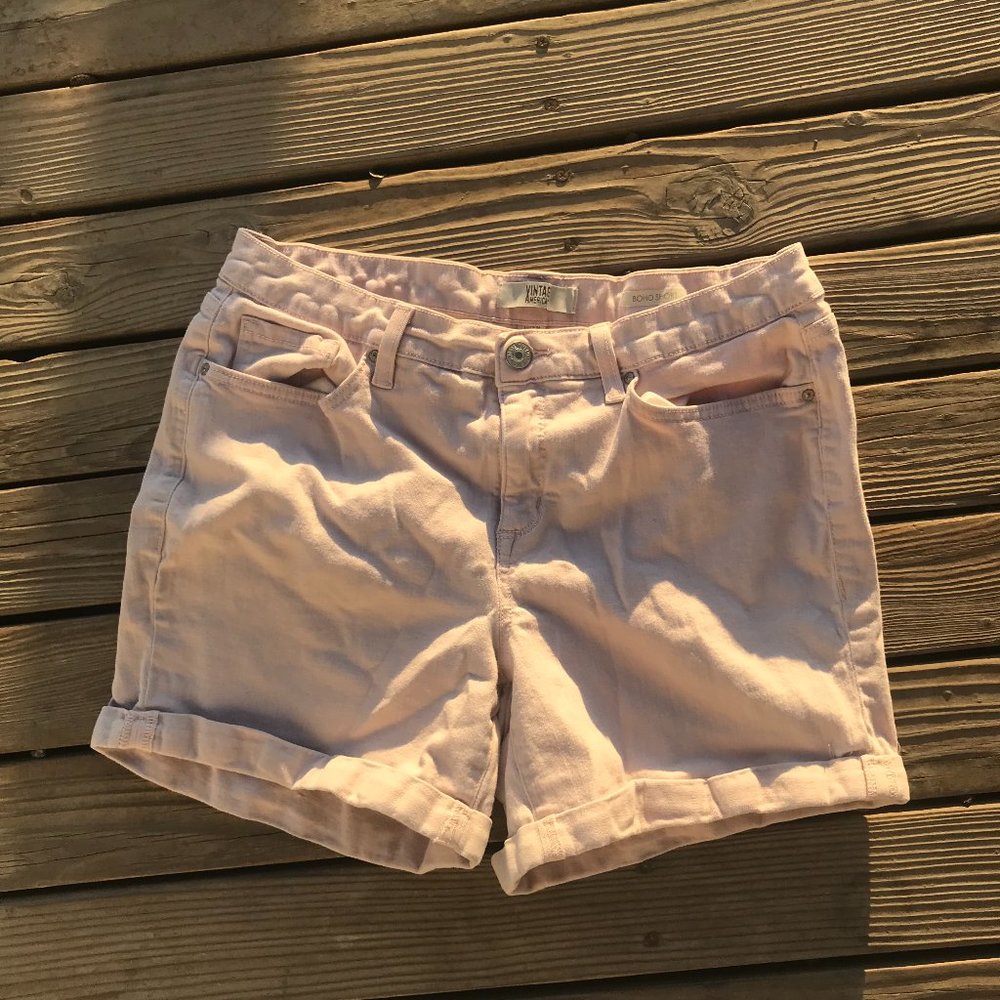 Light Pink Cuffed Hem Shorts